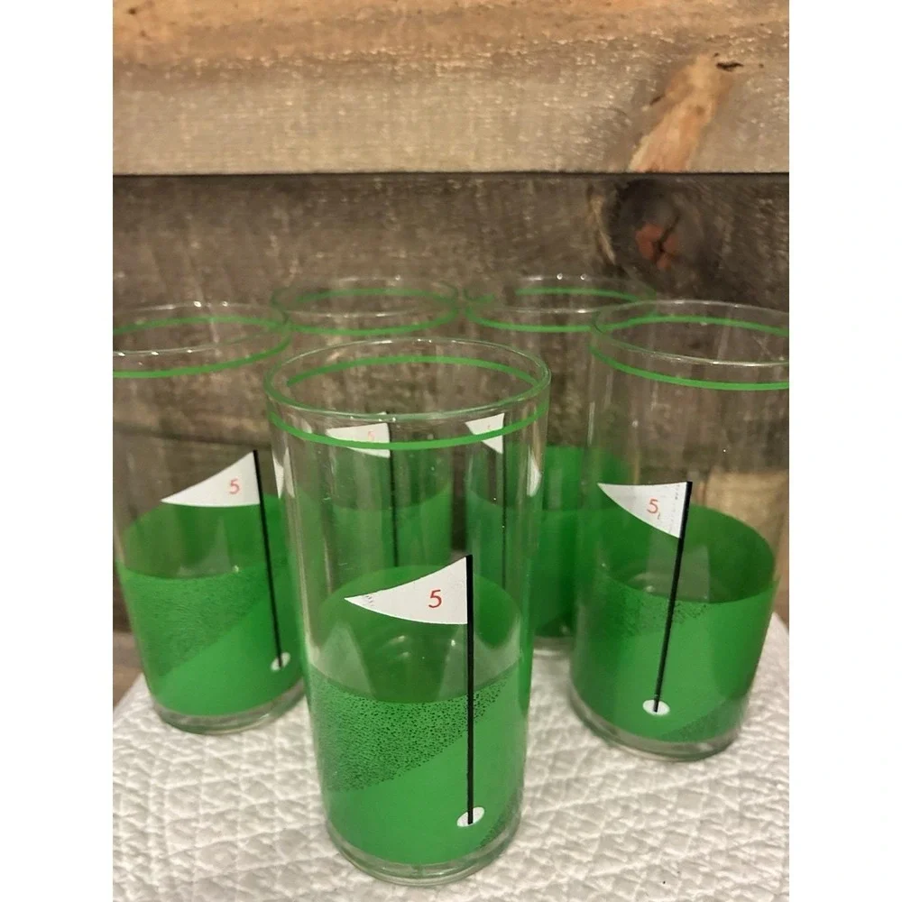 Vintage‎ STOTTER (5) Plastic Drinking Glasses Golf Course Design Dishwasher Safe